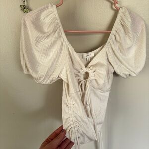 Better Be Cream Textured Tie-Front Top